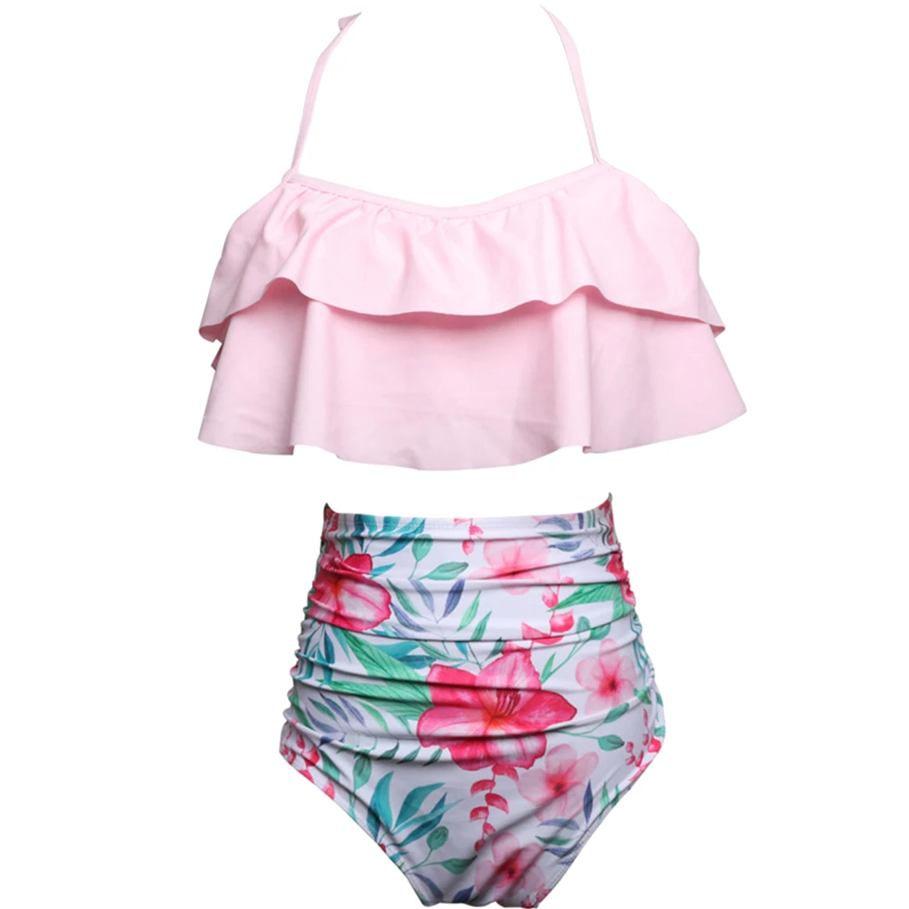 

Women Ruffle Peplum Frill Bikini Set Female High Waist Halter Swimming Suit Girls Summer Beachwear Swimwear
