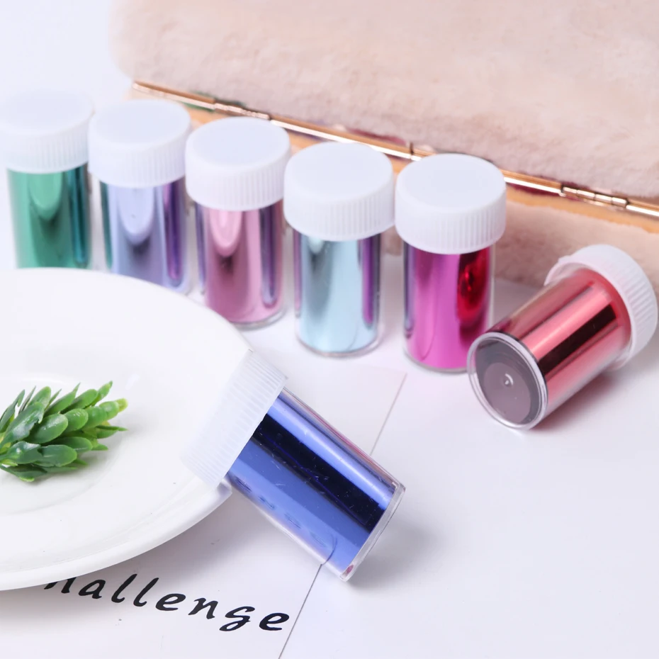 1Roll Metallic Nail Foil Sticker Rose Gold Sliver Laser Metal Transfer Slider Holographic Starry Adhesive Decal Manicure LA996-3 (7)