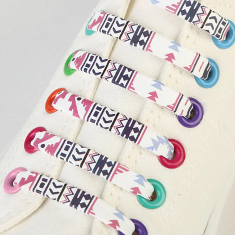 

16pcs/set Fashion Elastic Silicone Unisex No Tie Shoelaces Printing Athletic Shoe Lace Fit Strap All Sneakers