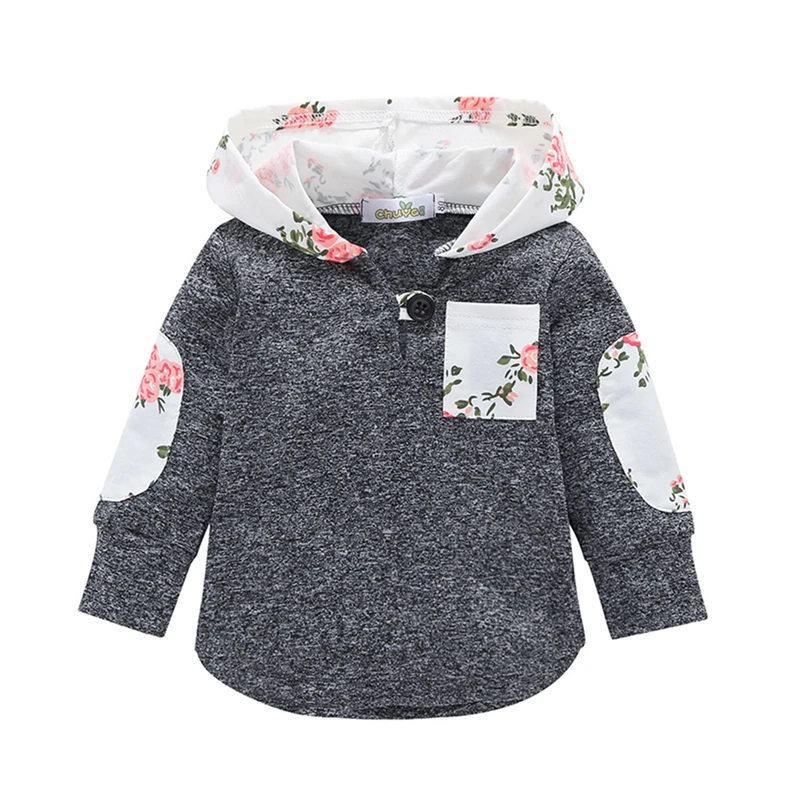 Baby Girl Hoodies Infant Toddler Kid Autumn Long Sleeve Floral Hooded