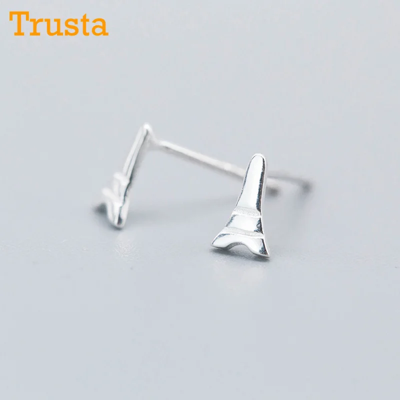 Trusta настоящие 925 пробы Серьги серебристого цвета; бижутерия для женщин модные треугольные серьги-гвоздики для девушек-подростков Ds1476