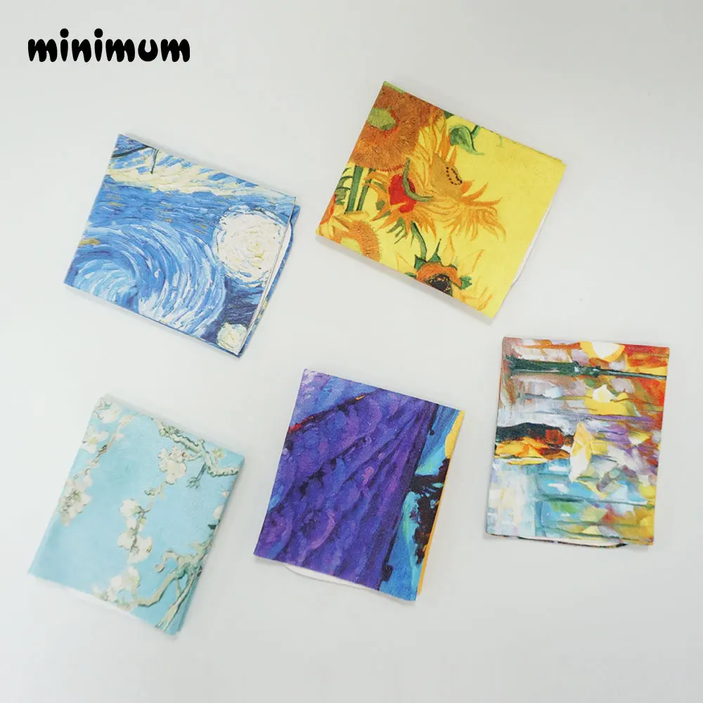 15pcs Retro oil painting Glasses Cloth Microfiber Clean Lens Dust Wiper Camera Screen Cleaner Soft Suede Deer skin flannelette (15)