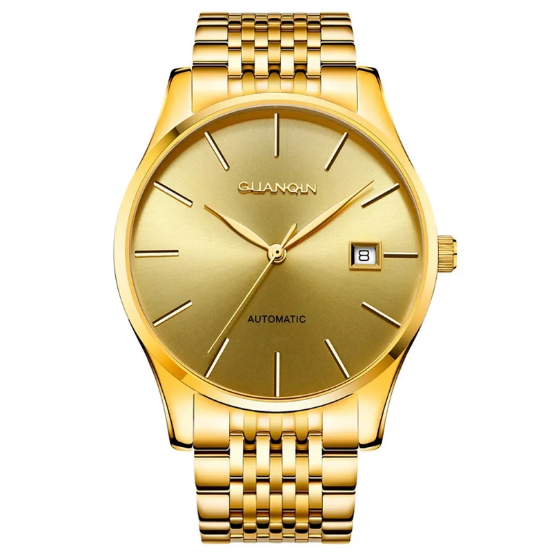 GUANQIN Watch Men 2017 Mens Watches Top Brand Luxury GJ16056 Automatic Gold Black Blue Watch Date Waterproof Male Clock