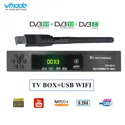 Vmade X3 комбо DVB-T2 Wi-Fi ресивер dvb-c dvb-S2 спутниковый ресивер powervu autoroll поддерживает CS протокол cccam AC3 Wi-Fi Икс ТВ