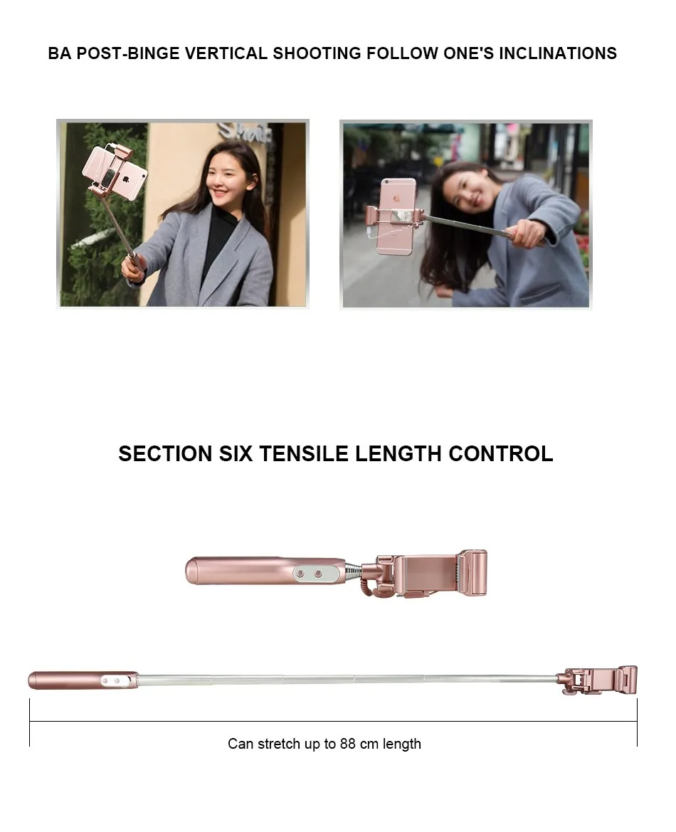 Universal Phone Camera Selfie Stick Self-timer Monopod For iPhone Samsung Huawei IOS Android Wired Handheld Extendable Kickstand (11)