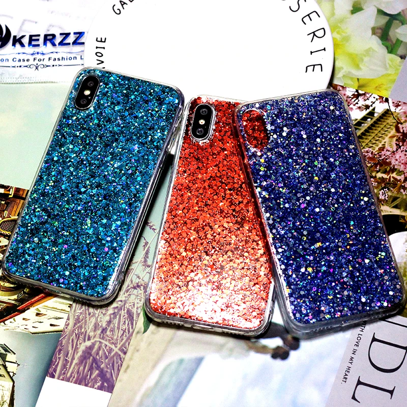 

Kerzzil Bling Glitter Case for iPhone X Luxury Candy Shining Powder Sequins Cases for iPhone X Soft Silicone Phone Cover Coque