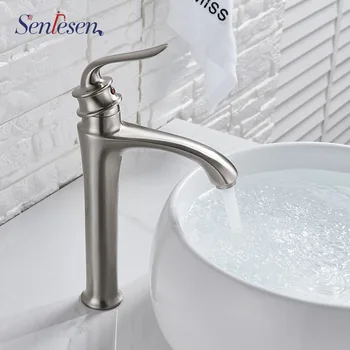 

Senlesen Bathroom Faucet Brushed Nickle Brass Single Handle Single Hole Hot and Cold Water