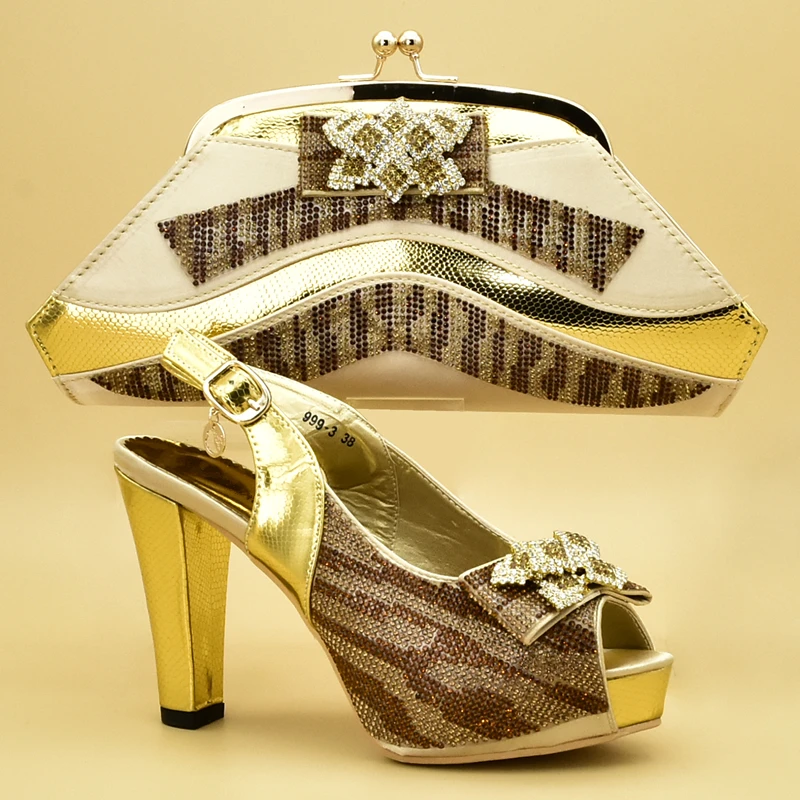 Новое поступление женские итальянский комплект из обуви и сумки, украшенные стразы; Женская итальянская обувь в комплекте с набором подходящих сумок на высоком каблуке Для женщин женские туфли-лодочки