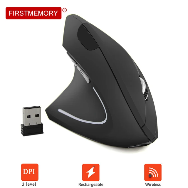Special Offers Wireless Vertical Mouse Left Hand Ergonomic Mice 800/1200/1600 DPI USB Optical Rechargeable PC Gaming Mause With Mouse Pad Kit