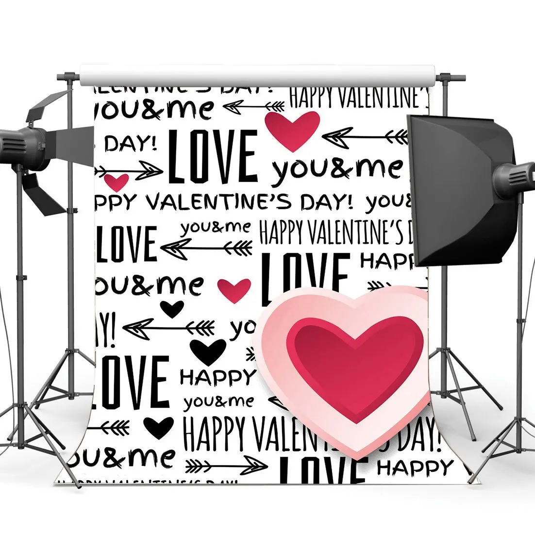 

Happy Valentine's Day Backdrop Sweet Hearts Love You and Me Cupid's Arrow Romantic Wallpaper Photography Background