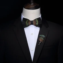 Новая мода, мужской галстук-бабочка с перьями, мужской комплект и женское платье, английский жених, Свадебный бант, деловой ГАЛСТУК