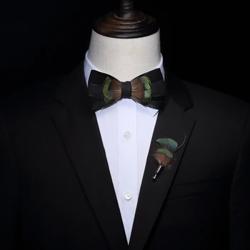 

Free Shipping New fashion 2019 male's male feather bow tie men set and women dress England bridegroom wedding bow business tie