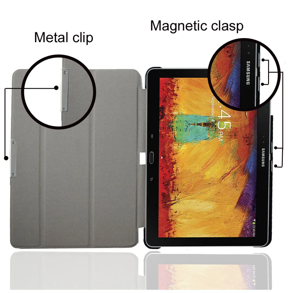 Ultra-protetora do Livro do Suporte do Samsung Magnética de Couro Afcéu Capa Galaxy 10.1 Polegadas ou sm T520 T521 T525 Tablet pu Tab Pro - Imagem 4