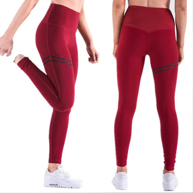DIQIAN Fitness High Waist Yoga Pants Women Solid Color Elastic Running