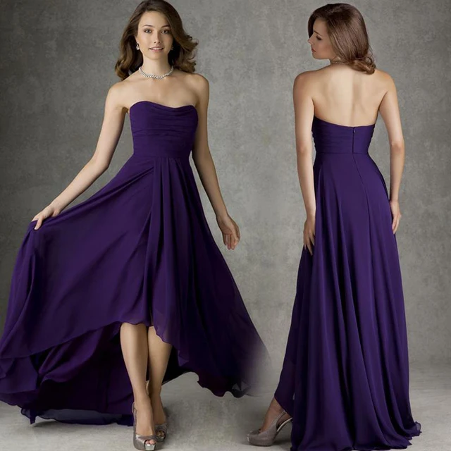 Purple High Low Bridesmaid Dress