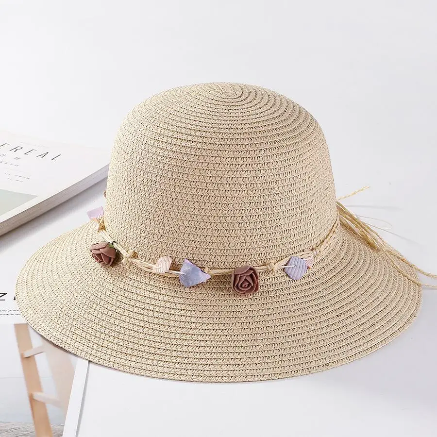 Летний женский цветочный соломенный головной убор гирлянда Цветочная Кепка широкая с полями, солнце пляжная шляпа мужская мягкая фетровая шляпа Chapeu Feminino