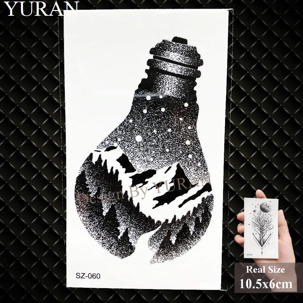Erogenous Geometric Wolf Temporary Tattoo Geometric Floral Women Body Arm Wrist Tattoo Stickers Men Bulb Water Transfer Tatoos