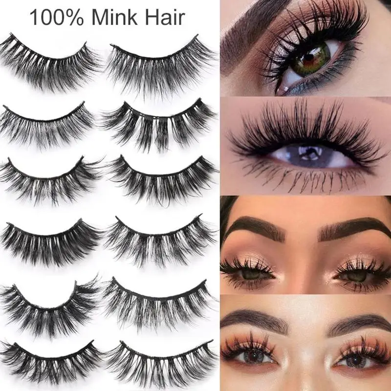

100% 3D Mink Eyelashes Extensions Natural Crossing Mink False Eyelashes Hand Made Full Strip Fake Eye Lashes Eyelashes