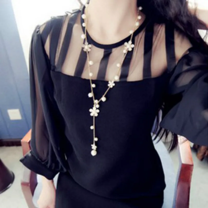 

Romantic Flower Tassel Necklace Long Female Statement Sweater Chain New Fashion Jewelry Bohemian Elegant Necklace