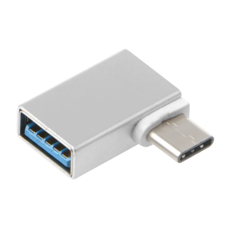 90 градусов Тип C к USB 3,0 Женский данных OTG конвертер для Macbook Android телефон - Цвет: Серебристый