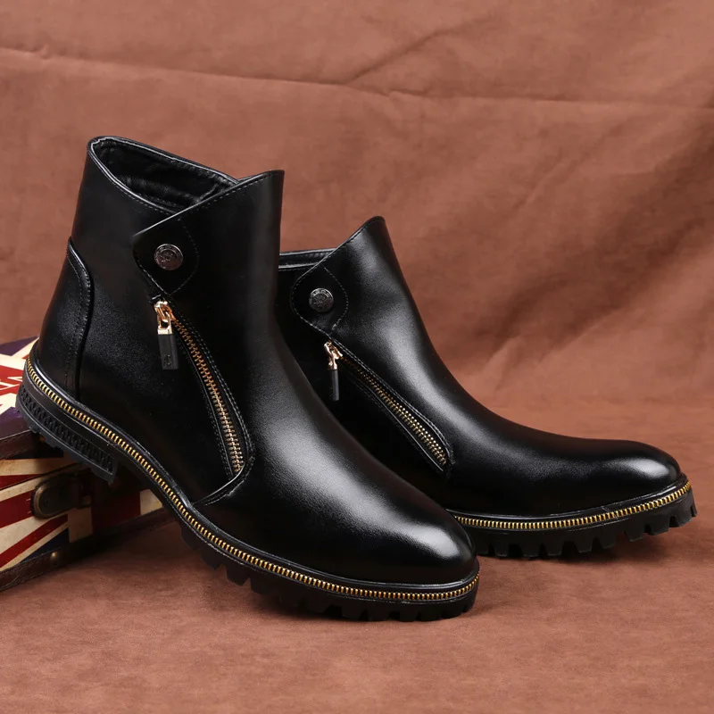 Зимняя обувь мужские ботинки мужские зимние ботинки из мягкой кожи мужская обувь теплая плюшевая обувь мужские ботильоны черный, красный цвет KA1707
