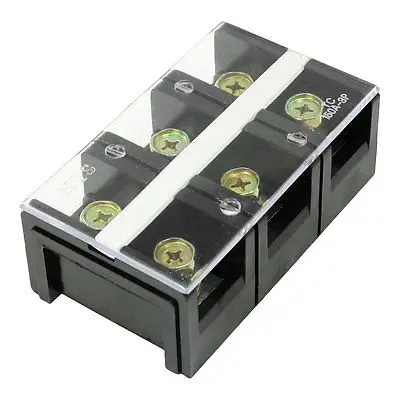 

600V 150A Dual Row 3 Positions Barrier Screw Terminal Block Black