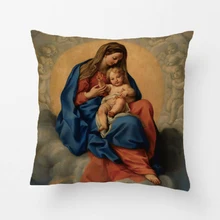 Funda de cojín decorativo Vintage navideño con estampado de Natividad Mary Joseph Baby Jesus, fundas de almohada de Lvsure para asiento de sofá