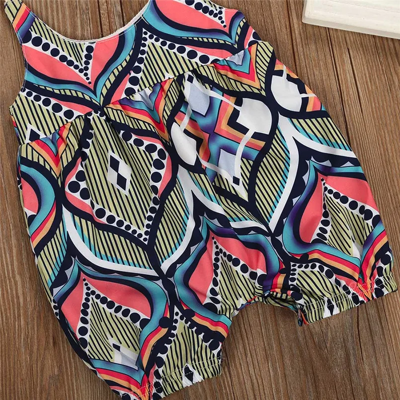 Girls suit summer 2019 new Newborn Kids Baby Boys&Girls Lines Pattern Print Sleeveless Romper Jumpsuit (13)