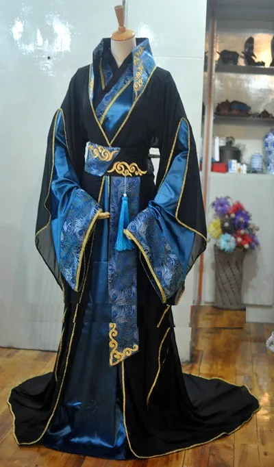 Мужской костюм ханьфу черный синий для косплея 1628|hanfu costume|costume hanfuhanfu cosplay |