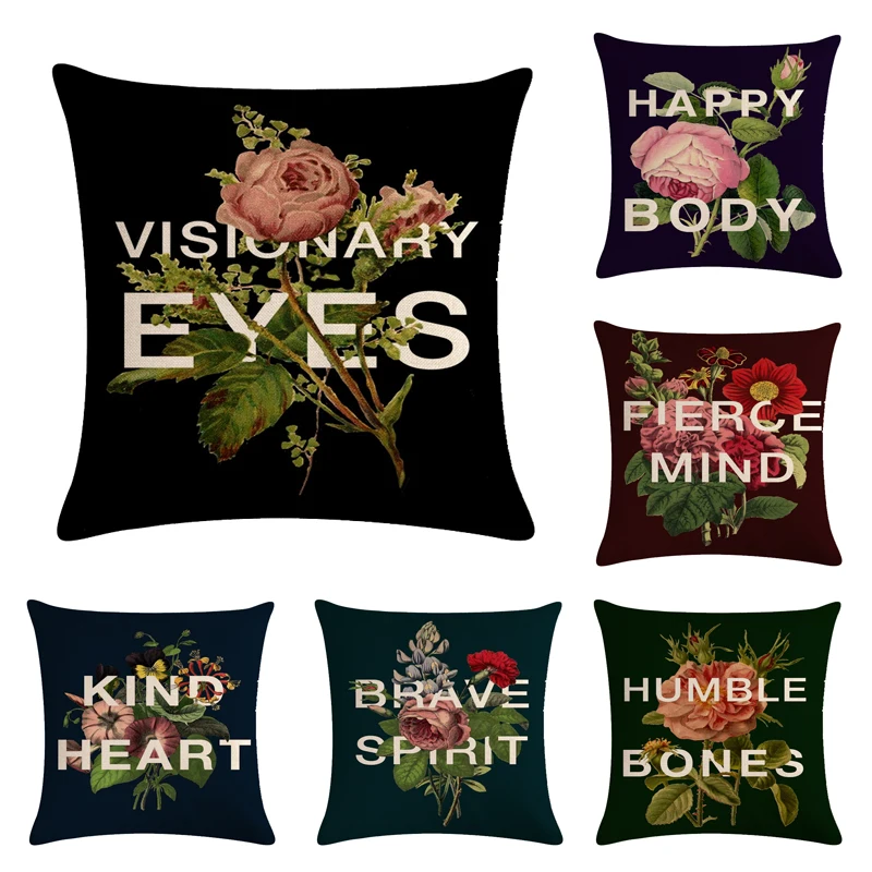 

45*45CM Noble Black Background Rose Pattern Holding Cushion Cover Suitable for Home Decoration Sofa Pillowcase