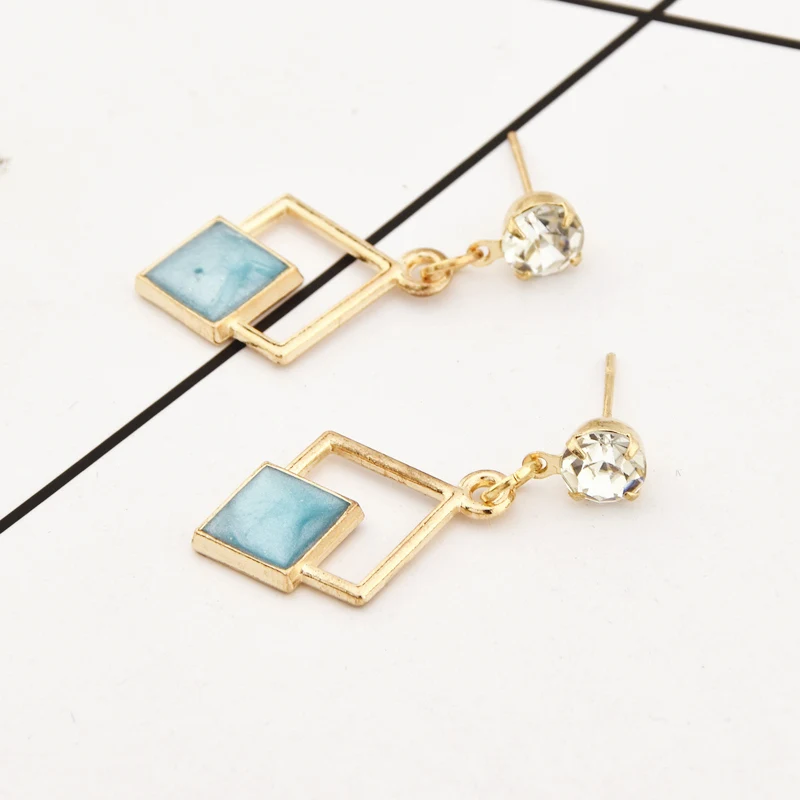 Hot New Fashion Hollow Geometric Quadrilateral Dangling Long Statement Drop Earrings For Women Crystal Jewelry Wholesale 2018