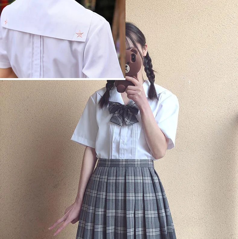 

star Japanese JK School Preppy Style Sailor Uniform Blouse organ pleated shirt for woman girls shirt JKA7