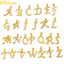 Ethlyn Малый ожерелье с буквами подарок золото цвет с драгоценным камнем начальный кулон цепи 45 см для женщин кубического циркония милый стиль ювелирн