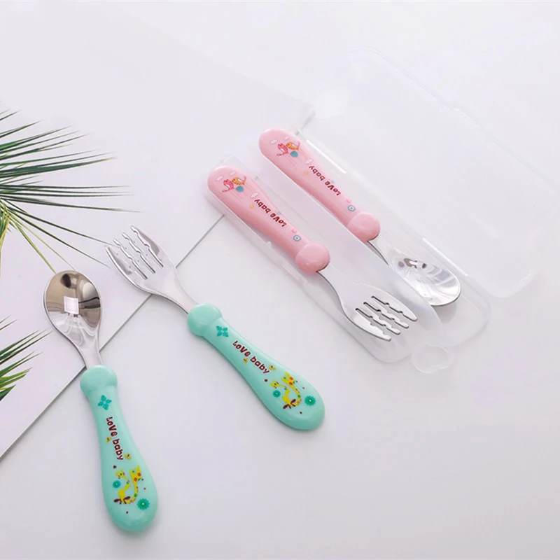 2Pcs Baby Tester Tableware Dessert Spoon For Children Feeding Spoon Fork Baby Gadgets Feeding Kid Children's Cutlery For Kids