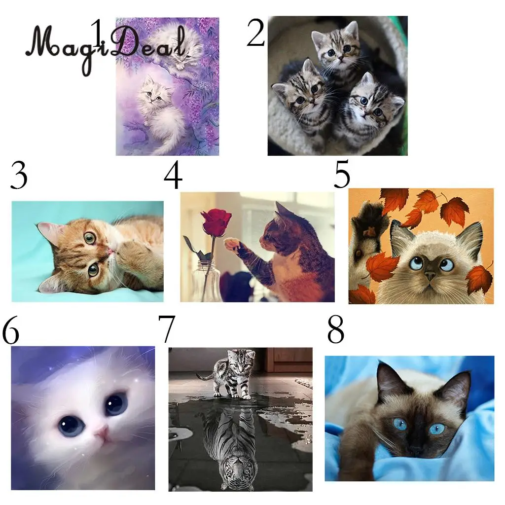 

MagiDeal Cartoon 5D Diamond DIY Canvas Painting by Numbers Living Room Home Decor Poster Embroider Stitch Ragdoll Siamese Cat