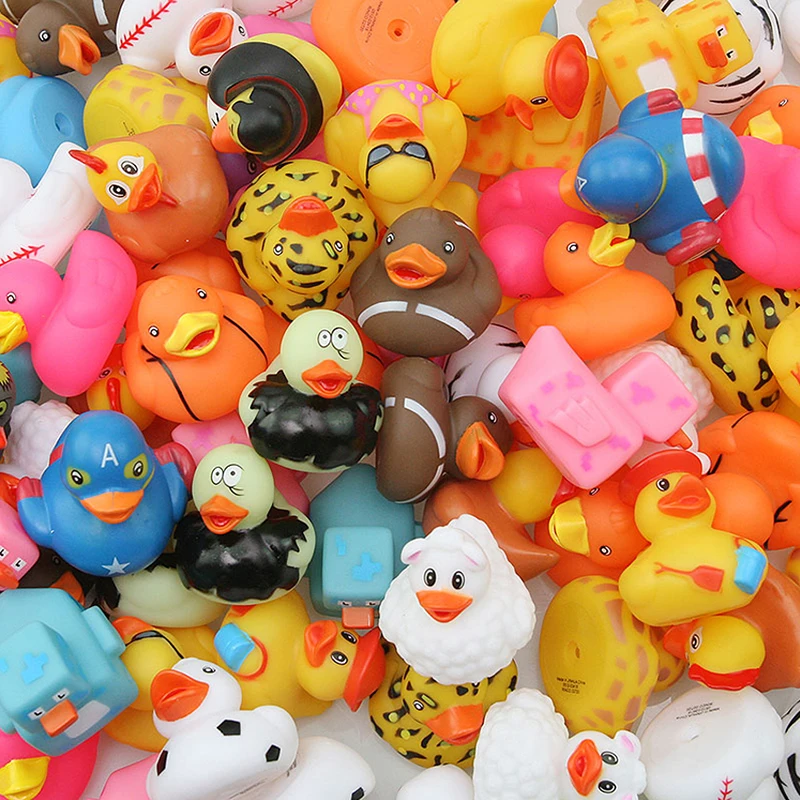

A variety of styles of duck toys soft plastic floating rubber duck bathroom water swimming play baby bath toys random delivery
