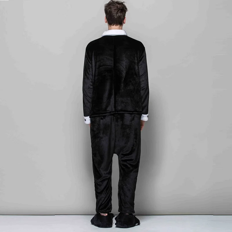 2018 вечерние loween Y смокинг Onesie мужские черные одна деталь Пижама Kigurumi джентльмен