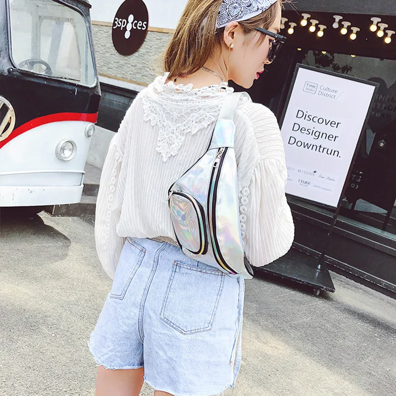 Новая модная женская поясная сумка для девочек, ПВХ лазерная Водонепроницаемая прозрачная сумка в стиле панк, поясные сумки для женщин