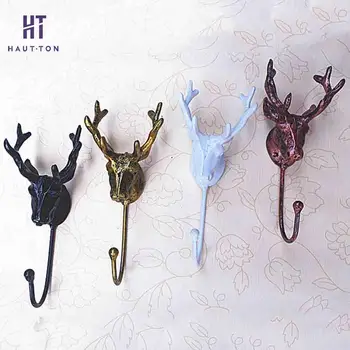 

Deer Head Animal Iron Hook Clothing Display Racks Hook Wall Bag Keys Wall Coat Bag Holder