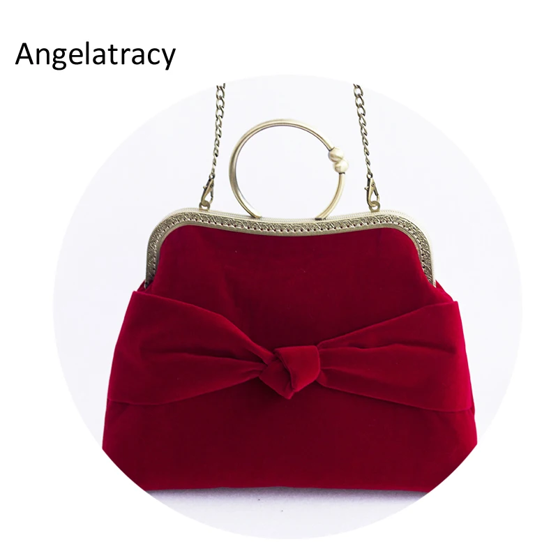 burgundy velvet handbag