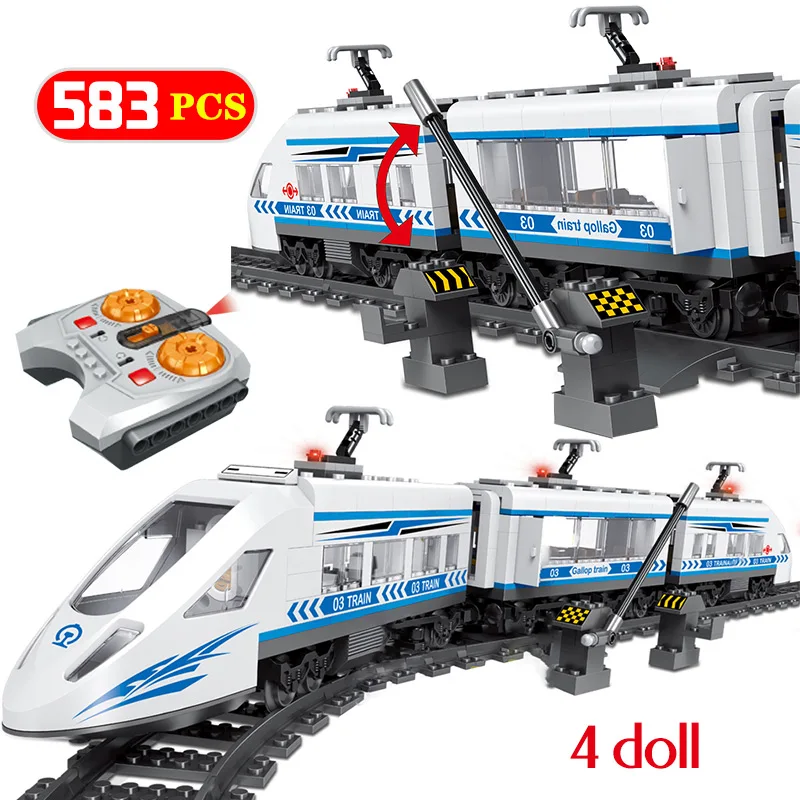 

Technik RC High-speed Rail Building Blocks Compatibe City Series Railway Train Station 583 PCS Bricks Sets Toys For Boys