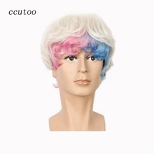 Ccutoo блонд розовый синий окрашенные смешанные короткие синтетические вьющиеся волосы косплей парик Бэтмен отряд самоубийц Харли Квин Харли Куинн