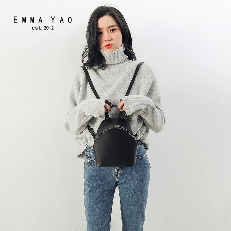 Женский кожаный мини рюкзак EMMA YAO модный брендовый в Корейском стиле|fashion women