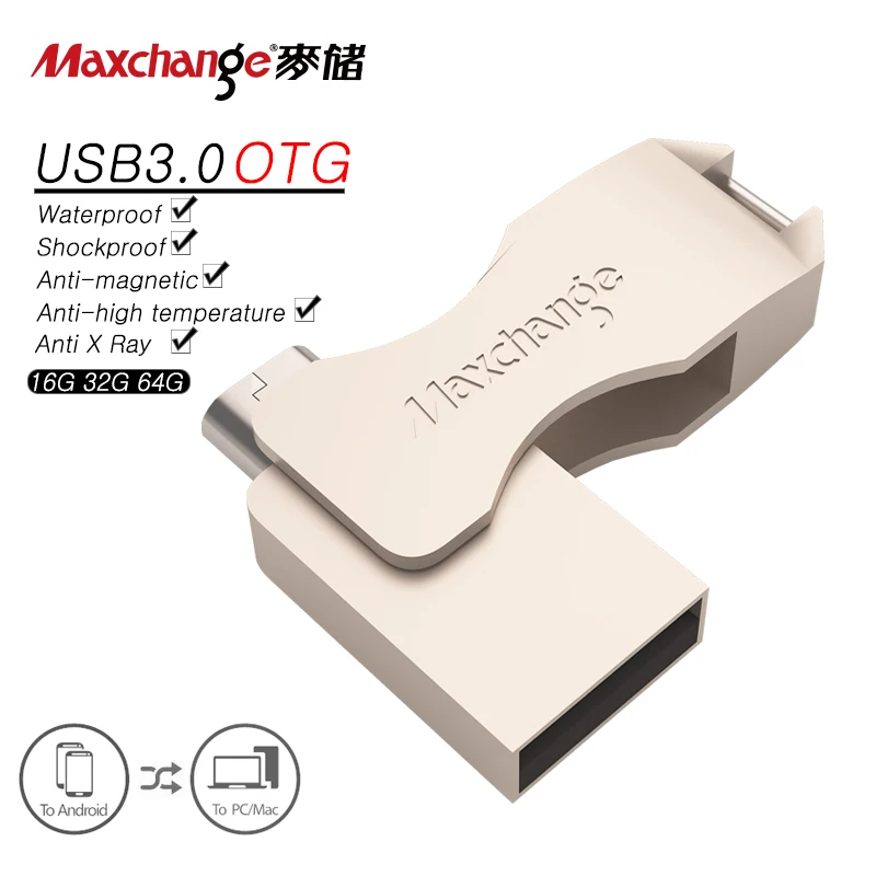 Maxchange USB Flash Drive 64GB OTG USB 3 0 Pen Drive 32GB Memory Stick 16GB Storage