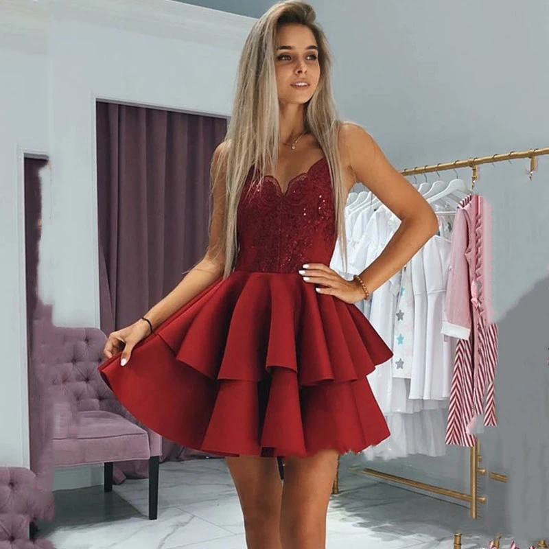 dark red hoco dresses