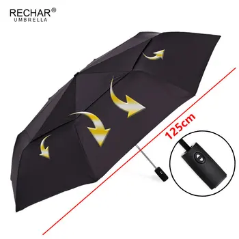 

RECHAR Brand Big Automatic Quality Double Layer Umbrella Rain Women 3Foldding Windproof Large 125cm Outdoor Umbrella Men Woman