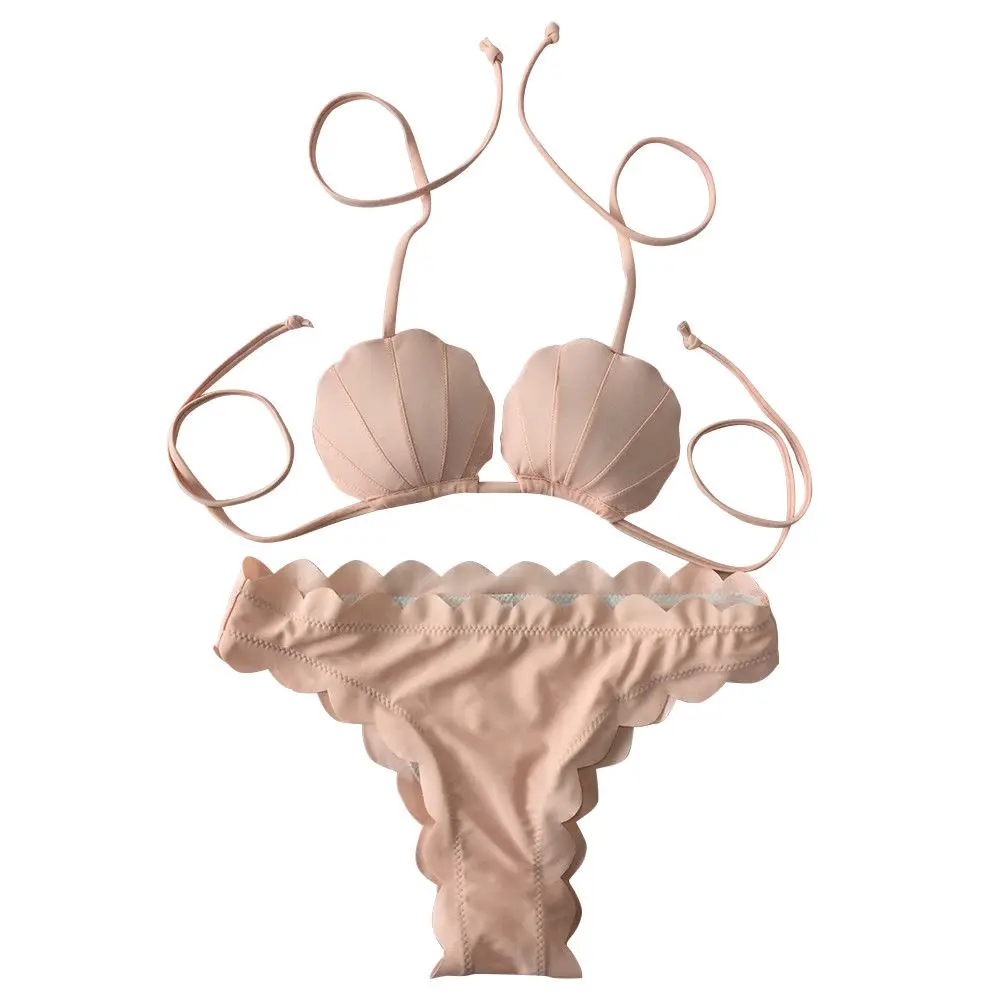 

2PCS Women Push-up Bra Halter Bandage Bikini Set Sexy Hot Swimsuit Triangle Swimwear Bathing