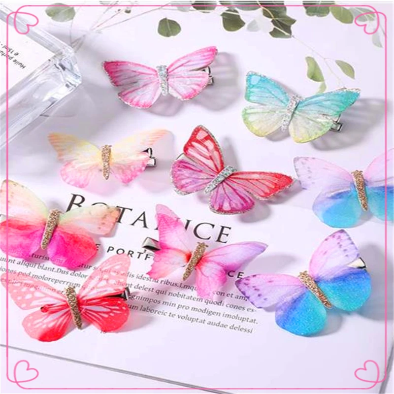 

2Pcs/Pack Girls Beautiful Colorful Simulation Butterfly Hair Clips Sweet Hair Ornament Headband Hairpins Kids Hair Accessories