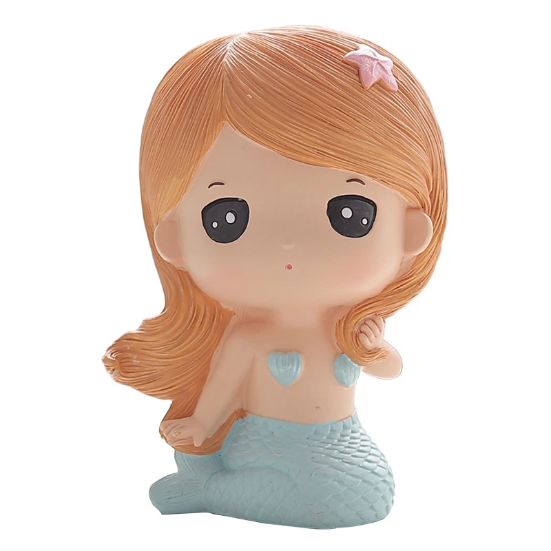 

Cartoon Mermaid Piggy Bank Model Creative Mermaid Coin Bank Miniatures Cute Children's Toy Home Decor Accessories Gift For Kids