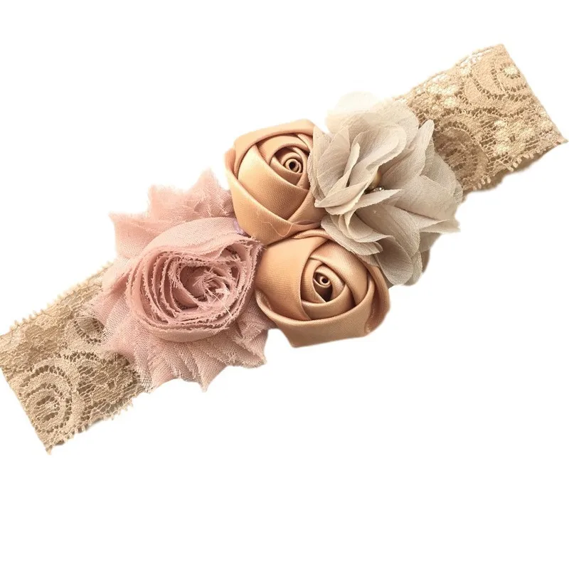 2019 baby newborn infant headband rose hair band Chiffon flower lace elastic headbands children girls hair accessories 23 colors